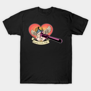 Love at First Sight Cupid With a Rifle Valentines Day T-Shirt